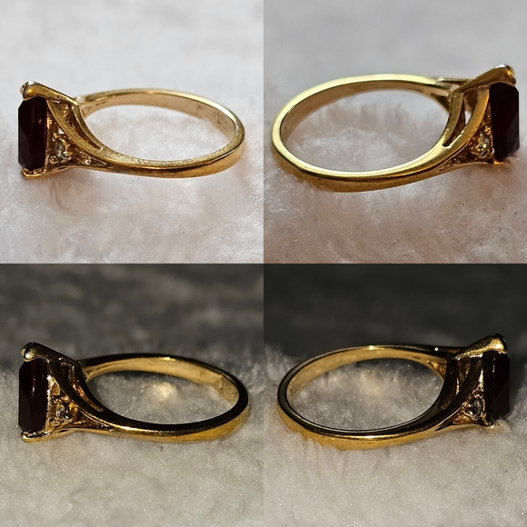 AVON 1980 Scarlet Temptation Garnet & Gold Ring - Picture 3 of 4